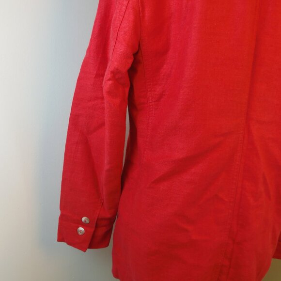 Vintage 80s Liz Wear Petite Red Linen Blend Blazer SZ 4P Office Costumer - Picture 7 of 9